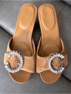 Jimmy Choo Arlia Tan Suede Sandals